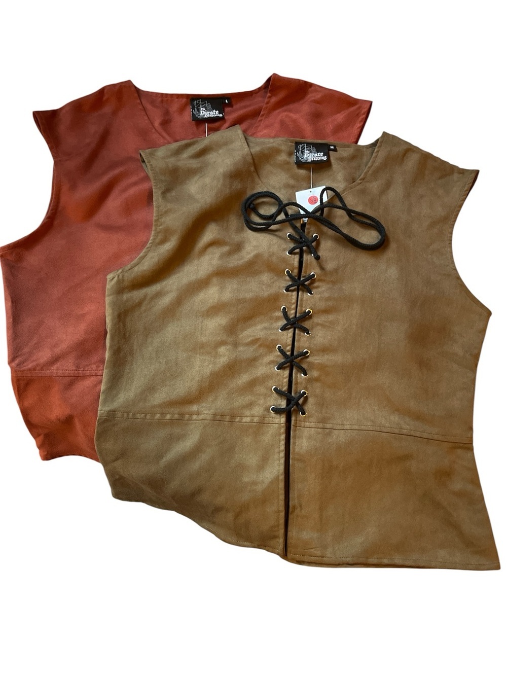 The Pirate Dressing Sueded Fabric Medieval Pirate Unisex Lace-Up Vest NWT